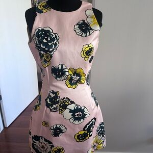 MSGM Pink Floral Sleeveless Mini Dress with Yellow & Teal Accents